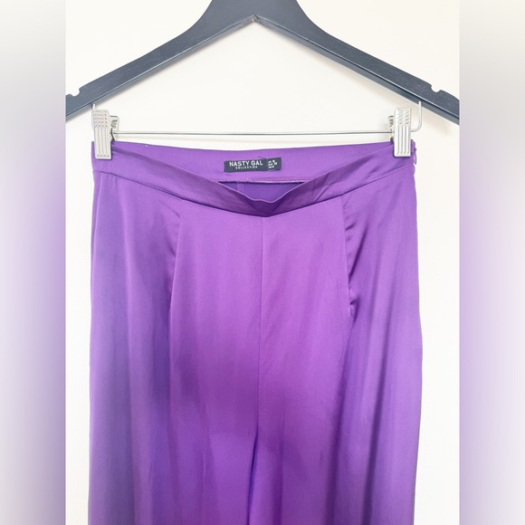 Nasty Gal Women Satin Flare Pant  - Size 6 - Purple - Picture 9 of 9